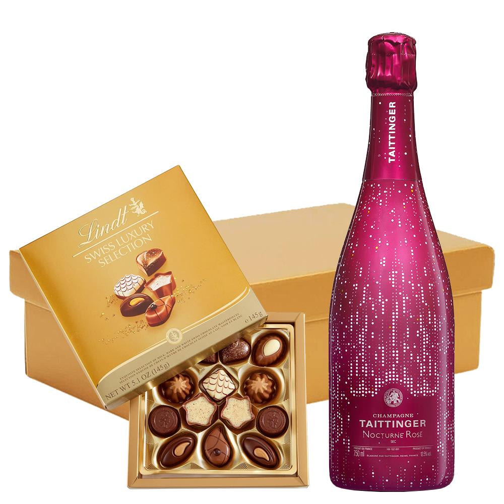 Taittinger Nocturne Rose City Lights Edition And Lindt Swiss Chocolates Hamper